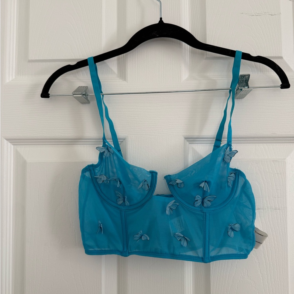 Blue Butterfly Mesh Bralette